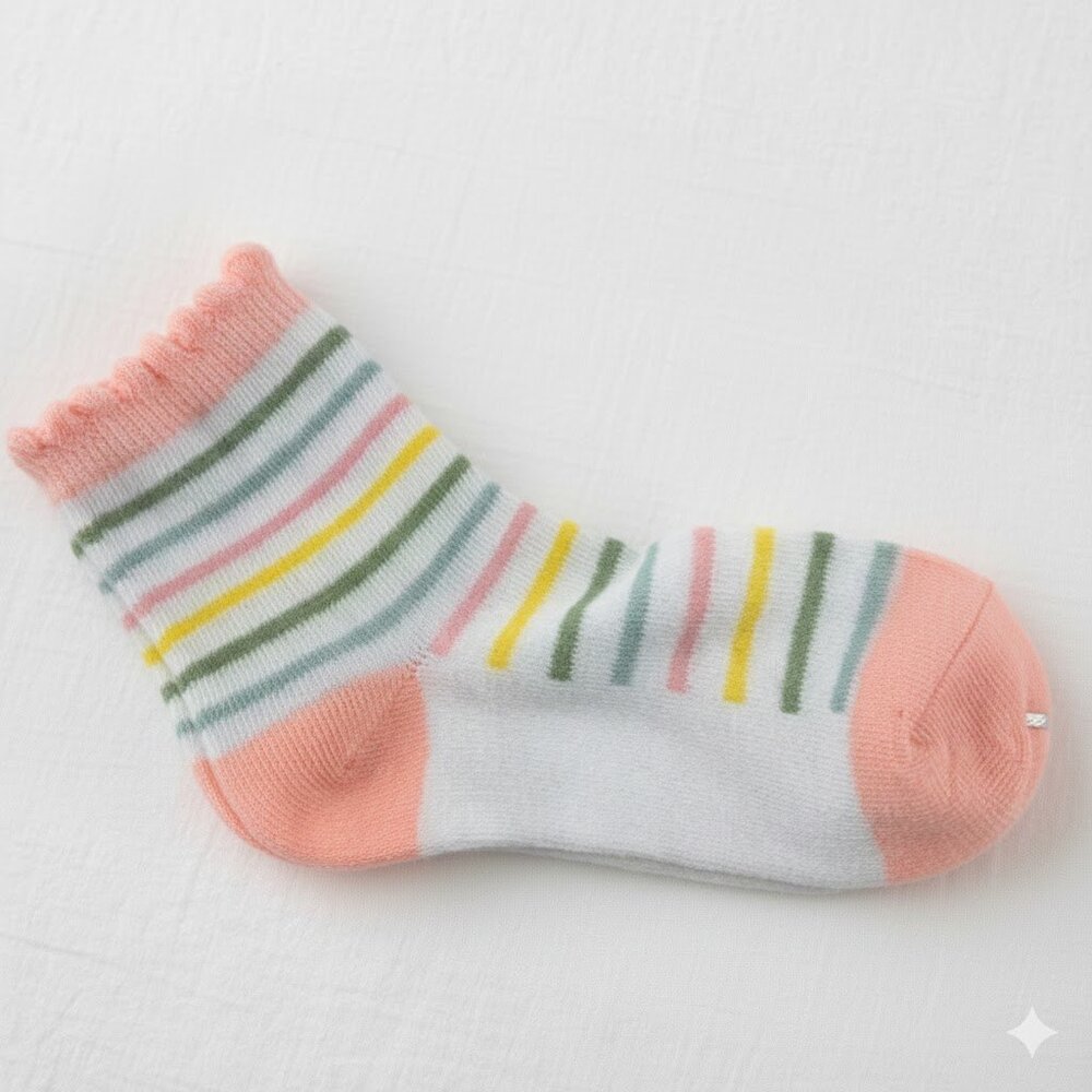 NEW Made for Retail Pair of 2 Stripe Socks Kids Size 7-8.5 Pastels